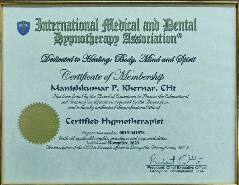Lisences and Registered Hypnotherpist, International Medical and Detntal Hypnotherapy Association IMDHA